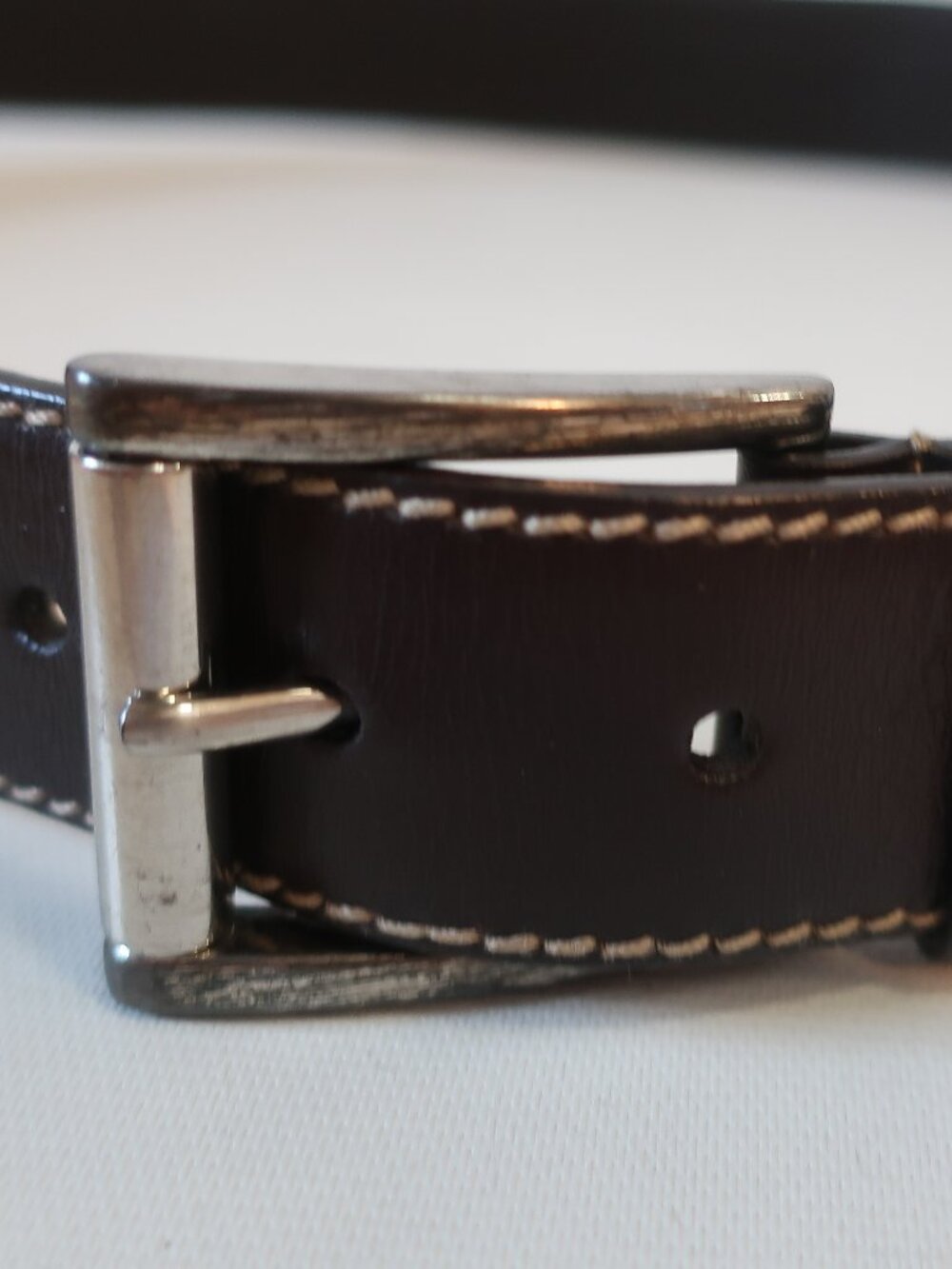 Mens Prada Brown Fabric & Leather Silver Buckle Belt 38/95 - Picture 2 of 10